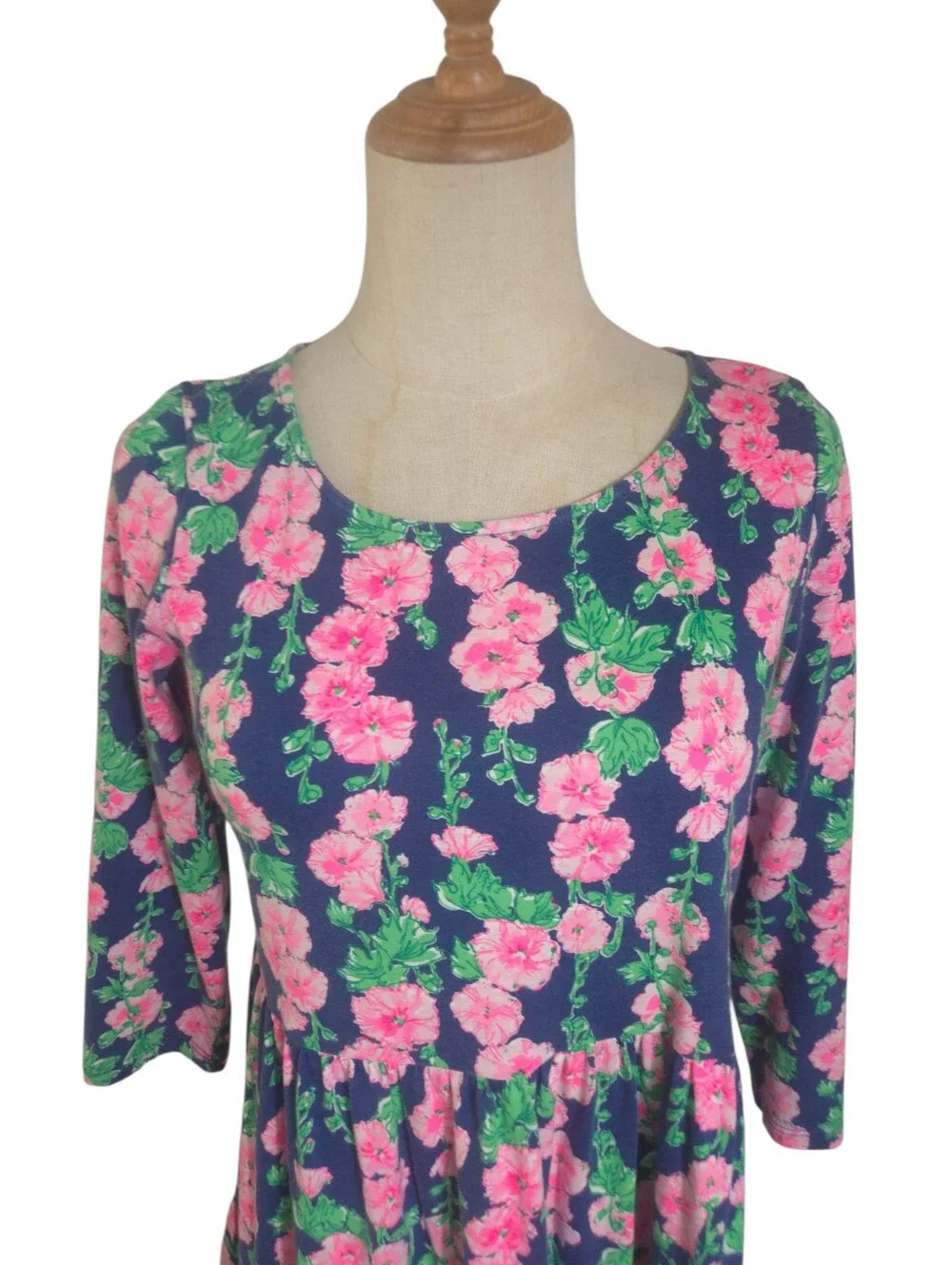 Lilly Pulitzer Geanna Swing Dress In  Oyster Bay Navy De Vine Floral Print